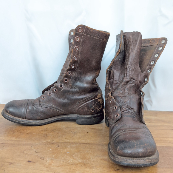 Vintage Korean War Era Brown Combat Jump Boots Size 9.5R - Picture 1 of 10